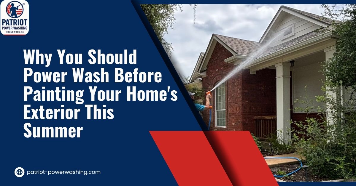 Professional exterior house power washing before repainting a home in Austin, TX