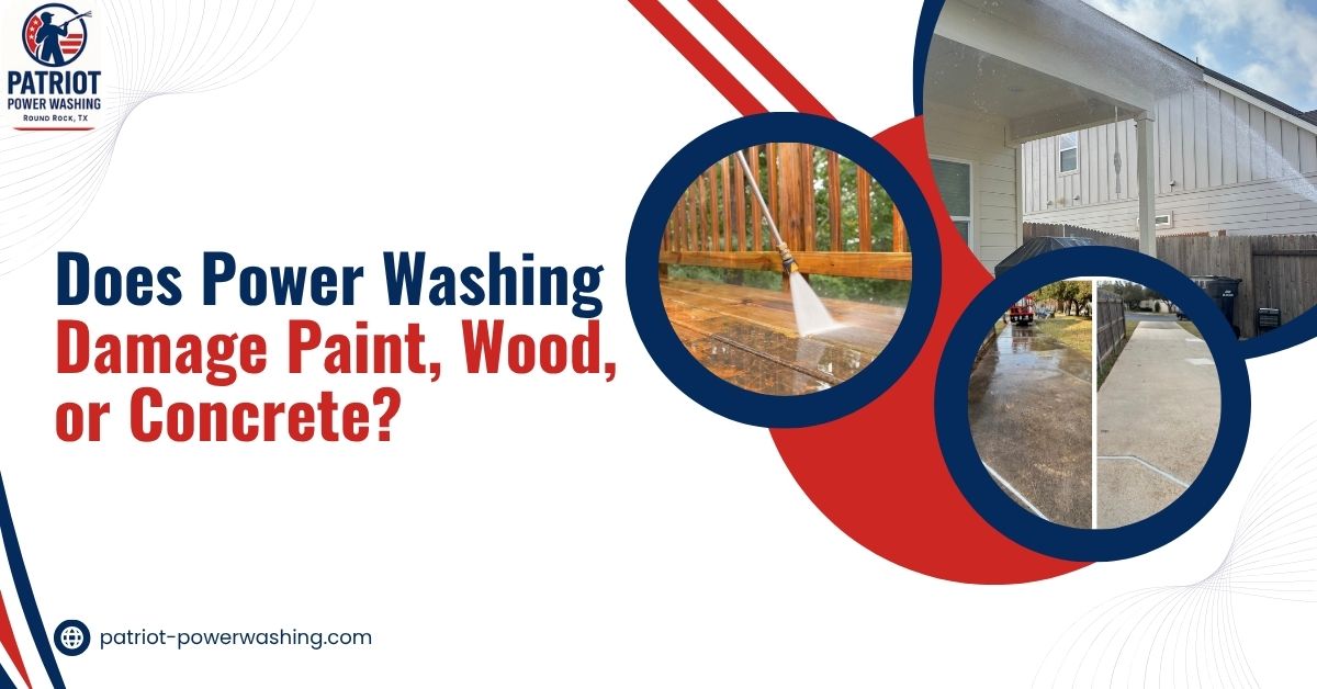 Power washing concrete driveway while protecting painted and wood surfaces