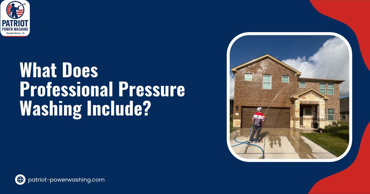 Professional pressure washing cleaning a home's exterior